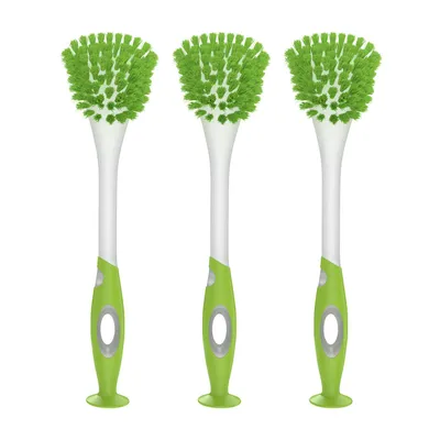 Produktbild von Rival 3er Set Spülbürste Trapez mit gummiertem Griff & Saugfuß limegrün