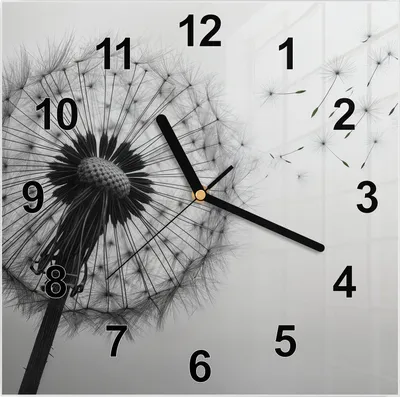 Produktbild von Wanduhr aus Glas mit Motiv Pusteblume im Wind- 30 x 30 cm - inkl. Aufhängesystem