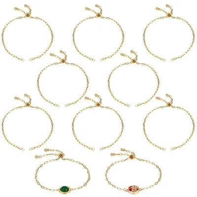 10er-Pack goldene Slider-Armbandkette aus Edelstahl, 26 cm