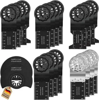 Produktbild von 22-teiliges Multitool-Sägeblattset | Starlock | Multifunktionswerkzeug | Oszillierendes Sägeblattset mit Bogenkante | -Sägeblätter für Bosch, Fein, Black & Decker, Ryobi und Milwaukee