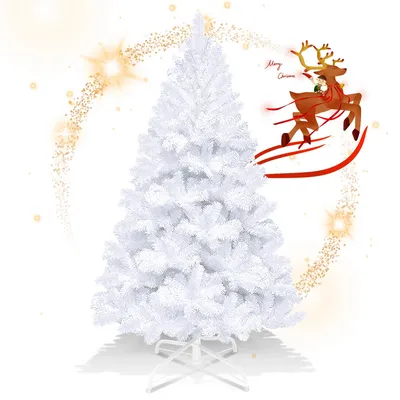 Image de Jopassy Arbre de Noël artificiel 150cm Sapin avec support pour décoration de Noël réutilisable Blanc