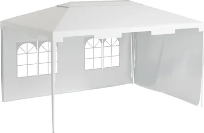 Image de Tente de jardin Tente de réception - Pavillon - 4 x 3 m - Bâche PE - 2 parois latérales - 2 fenêtres - Protection UV - Blanc