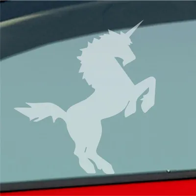 Produktbild von Auto Aufkleber Einhorn Last Unicorn Pferd Pony 10x11 cm Milchglas Sticker Heckscheibenaufkleber