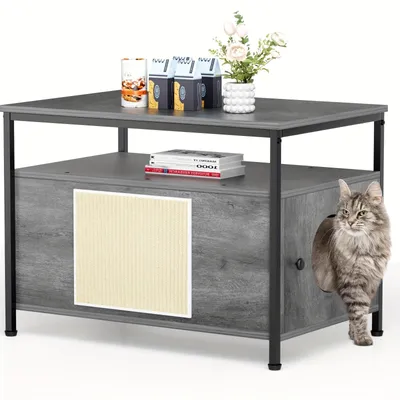 Produktbild von Katzenmöbel – Katzenklo-Schrank – Katzenhaus – Katzenhöhle – Katzengehege – Grau – XXL, geeignet für große Katzen
