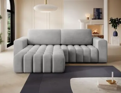 Zdjęcie produktu dla Narożnik z funkcją spania BONETT VELVET szary lewy