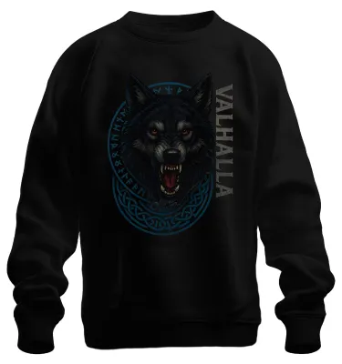 Produktbild von Wikinger Wolf Valhalla Runenkreis nordisch keltisch Fenrir Sweatshirt Pullover, Schwarz, XXL