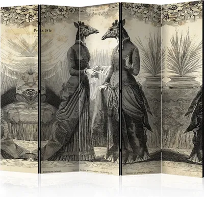 Produktbild von 5-teiliger Doppelseitiger Vlies Paravent - Conversation II 225x172 cm Menschen n-B-0015-z-c
