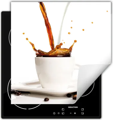 Immagine prodotto di DarHaus Piastra di copertura per fornelli 50x52 cm Tappetino antiscivolo Roll-up, bianco - latte - caffè