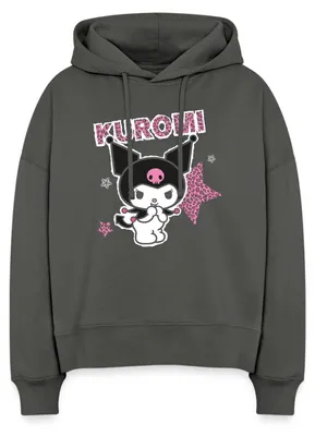 Produktbild von Spreadshirt Kuromi Mit Schriftzug Leo Stil Frauen Boxy Organic Hoodie, M, Anthrazit