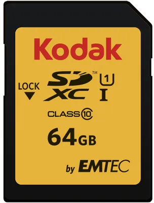 Produktbild von 64GB Kodak EKMSD64GXC10K 580X R85/W20 SDXC UHS-I U1 Class 10 schwarz SD Karte