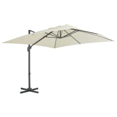 Image de vidaXL Parasol avec pied de parasol portable sable blanc