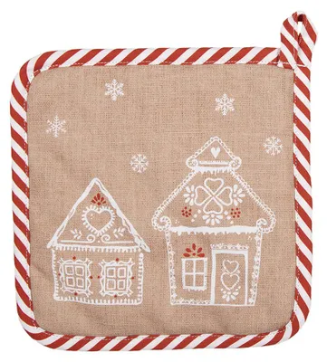 Produktbild von Clayre & Eef Topflappen 20x20 cm Braun Baumwolle Lebkuchenhaus