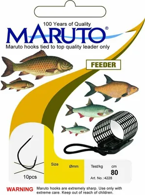 Produktbild von Maruto Feederhaken gebunden schwarz - 10 Angelhaken 80cm, Gr./Durchmesser/Tragkraft:Gr. 6 /4.1kg /0.20mm