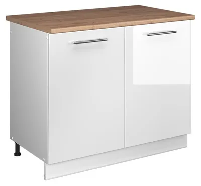 Productafbeelding van Wastafelkast Vicco Fame-Line Wit Hoogglans/Wit 100 cm, WB Eik, Model 61921