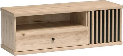 Produktbild von Bettso TV-Schrank Industrial Fernsehtisch TV Lowboard CALI C6 124 x 43 cm Eiche Artisan mit Lamellen
