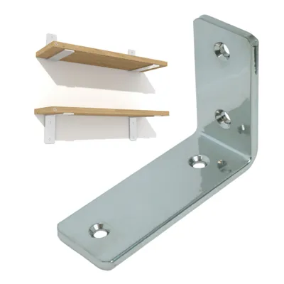 Produktbild von Silberne L-Winkelhalterung für Möbelregal 100 x 70 x 38 mm, 2 Stück