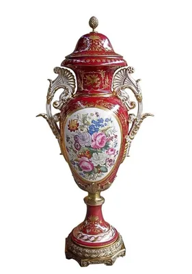 Produktbild von Casa Padrino Luxus Barock Porzellan Vase mit Deckel H. 128 cm - Limited Edition