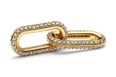 Zdjęcie produktu dla Pandora Me Links Connecting Element 769660C01 Styling Pave Double Link 14-karatowe pozłacane cyrkonie