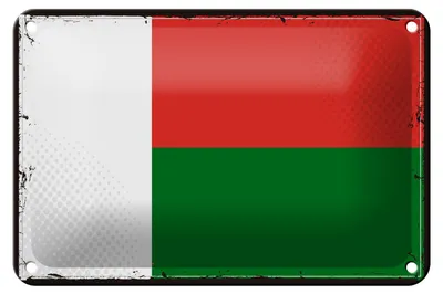 Produktbild von Blechschild Flagge Madagaskars 18x12cm Retro Madagascar Dekoration