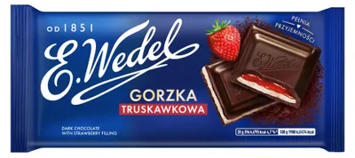 Productafbeelding van Wedel, pure chocolade, met aardbeienvulling, 100 gram