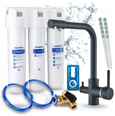 Produktbild von Ari 3-Wege-Küchenarmatur Venom, Chrom, Spültischarmatur Im Set Mit Aquaphor Wasserfiltersystem, 360° Schwenkbar, Led-Wechselanzeige