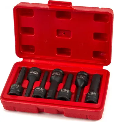 Productafbeelding van Set van krachtkoppelingen met een 3/8" aansluiting, geschikt voor schroefdraad met 7 zijvlakken