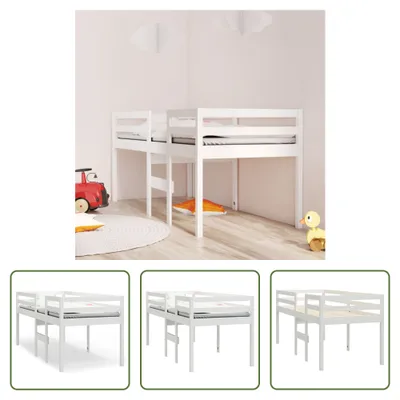 Produktbild von The Living Store Hochbett Weiß 75x190 cm Massivholz Kiefer