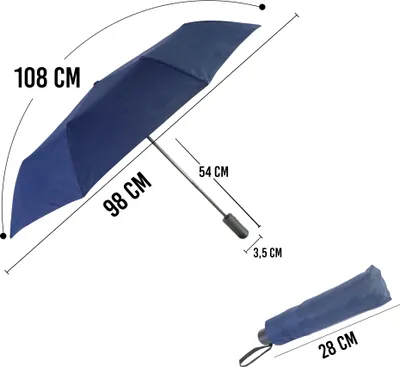 Produktbild von Biggdesign Moods Up Marineblauer Vollautomatik-Schirm – Windbeständig, Kompakt und Leicht, Schnelltrocknend, Taschengröße, Für Männer und Frauen, Zusammenklappbar