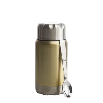 Zdjęcie produktu dla Termos obiadowy ze składaną łyżką mark, stal nierdzewna/miedź, 0,6 l, śred. 9 x 20 cm, złoty To Go / Sagaform