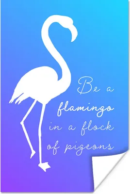 Produktbild von MuchoWow® Poster Blau - Weiß - Flamingo 20x30 cm - Papierdruck