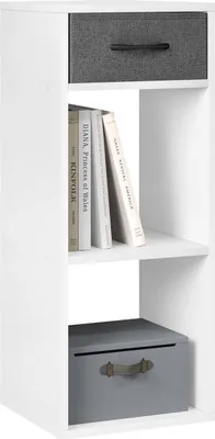Produktbild von WOLTU Bücherregal mit 3 Ebenen, 1 Stoffschublade 2 Würfeln, 32,4x80x30 cm, Weiß