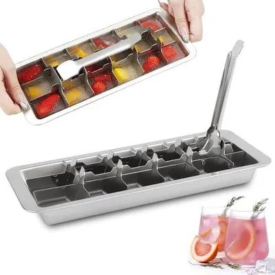 Produktbild von Eiswürfelbox - Eiswürfelbox - Aufbewahrungsbox - Unvergänglichstahl Eiswürfelbox für 18 Würfel - Leicht zu demontieren, multifunktional, ideal für Cocktailpartys, Feiern und tägliches Gebrauch