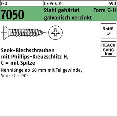 Produktbild von Reyher  Blechschrauben ISO 7050 St. 2,9x25 -C-H vz 070500140029025 (1000 Stück)