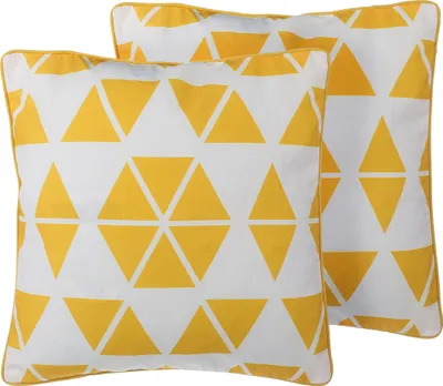 Zdjęcie produktu dla BELIANI Zestaw 2 poduszek żółtych geometryczny wzór trójkąty 45 x 45 cm z wypełnieniem ozdobna akcesoria salon sypialnia