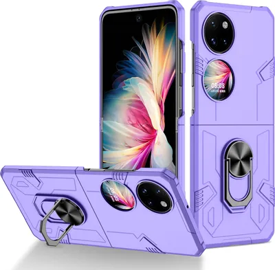 Image de Huawei P50 Pocket Housse, PC dur robuste, antichoc, support d'anneau, béquille Housse de protection pour Huawei P50 Pocket Violet