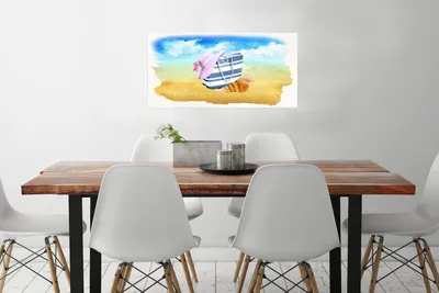 Produktbild von MuchoWow® Poster Tasche - Hut - Muschel - Sand 80x40 cm - Wanddeko