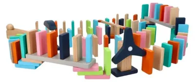 Productafbeelding van Kleurrijk Domino - een spel dat zowel behendigheid als logisch denken vereist