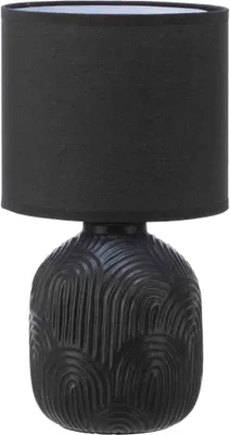 Produktbild von B&S Keramik Tischlampe mit Stoffschirm Rund E27 Höhe 34 cm schwarz