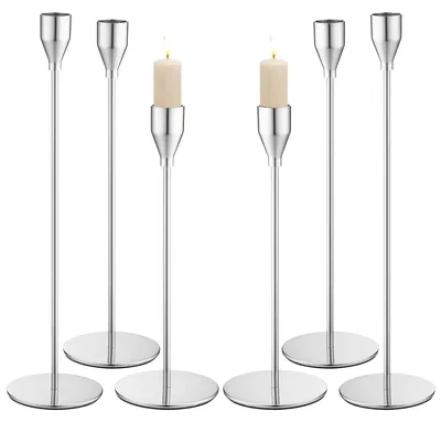 Metall-Kerzenhalter 6er-Set, 33/28/23 cm, Silber
