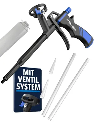 Produktbild von PU Schaumpistole - Teflonbeschichtete Dosierpistole aus Metall | Ergonomischer Griff für Präzises Auftragen von Bauschaum und Montageschaum