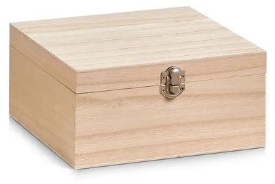 Holz-Aufbewahrungsbox natur 20x20x9,5 cm