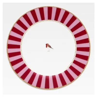 Produktbild von Frühstücksteller Love Birds Streifen rot-pink 21 cm