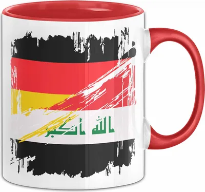 Produktbild von Irak Deutschland Flagge Halb Deutscher Halb Iraker Fußball Germany 2024 Europa Iraq (Rot)