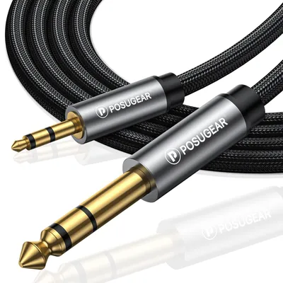 Imagen del producto de Cable de audio de 3.5 mm a 6.35 mm, cable con conector de 3 metros para guitarra y amplificador
