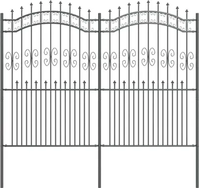 Produktbild von vidaXL Gartenzaun KAMPEN Grau 240 x 228 cm (B x H) aus pulverbeschichtetem Stahl