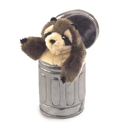 Produktbild von Folkmanis Waschbär im Mülleimer Handpuppe