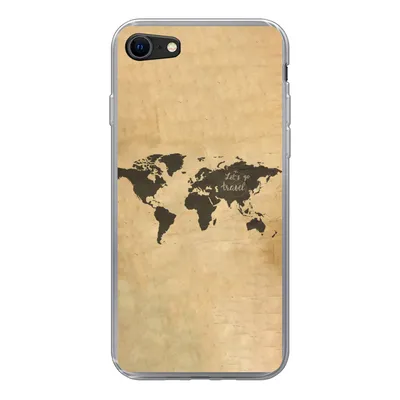 Produktbild von MuchoWow® Handyhülle Schutzhülle Hülle für iPhone SE 2020 Weltkarte - Schwarz - Sprichwörter Silikon Softcase Handy Hülle - Kartenbesitzer