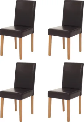 Produktbild von 4er-Set Esszimmerstuhl Stuhl Küchenstuhl Littau  Leder, braun helle Beine