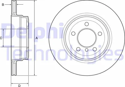 Produktbild von 2x DELPHI Bremsscheibe BG4937C für BMW 7 (E65 E66 E67) 73 8mm 324mm