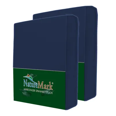 Produktbild von NatureMark 2er Pack MICROFASER Spannbettlaken | 120x200 cm - navy blau